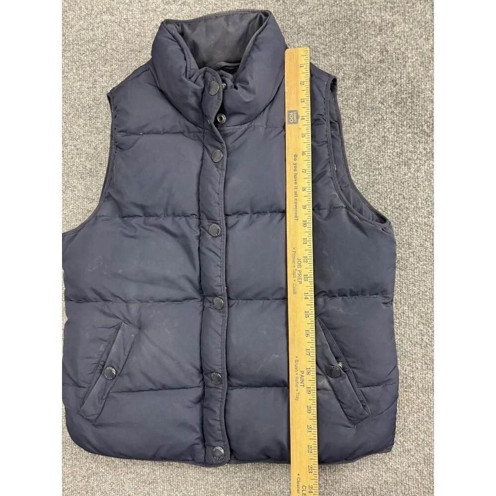 J.Crew Vest Womens S Blue Down Puffer Quilted‎ Snap Zip Pockets Insulated Warm